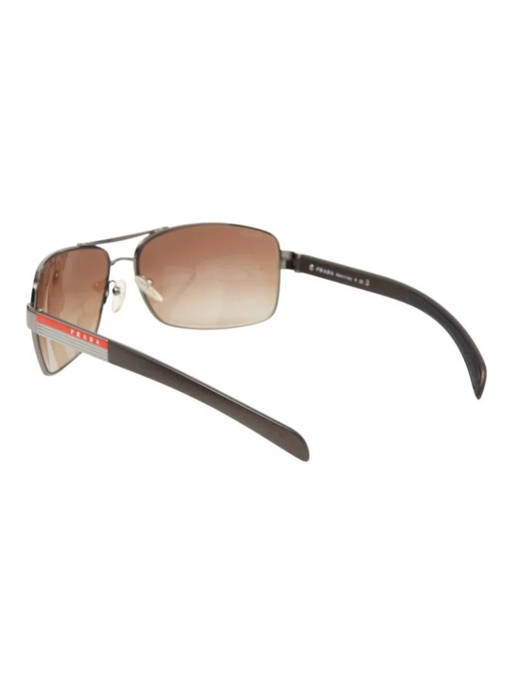 Prada Logo Sunglasses Brown Silver Acetate Metal Eyewear